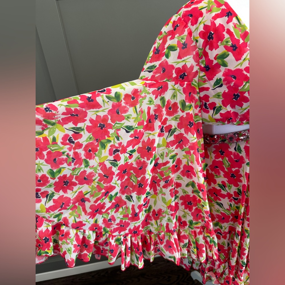 NWT Mac Duggal Floral Mini dress with cutouts v-neck 9158 size 6 - Picture 7 of 9
